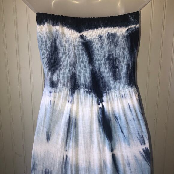 RAVIYA Blue Tie-Dye Strapless MIDI Dress Swimsuit Cover Up Size Medium - Picture 6 of 6